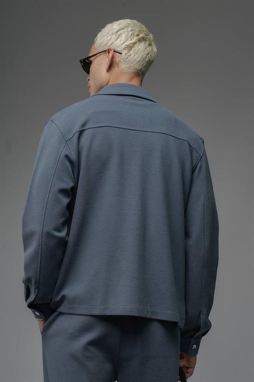 Wholesale Mens Shadow Blue Zip-Up Suit 