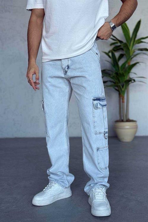 Wholesale Mens Sky Blue Baggy Jeans