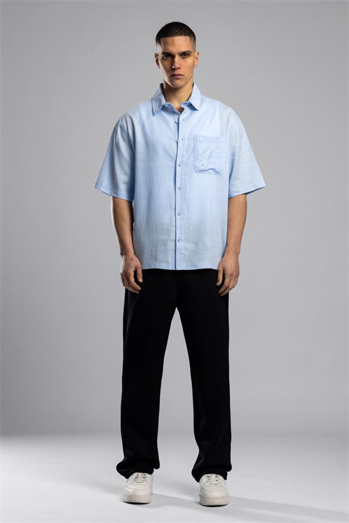 Wholesale Mens Sky Blue Linen Shirt