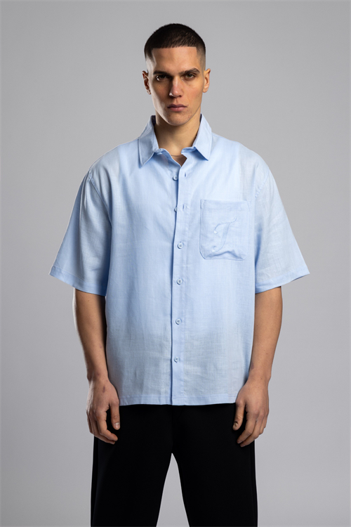 Wholesale Mens Sky Blue Linen Shirt