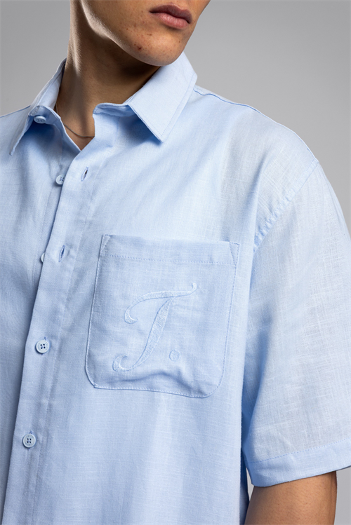 Wholesale Mens Sky Blue Linen Shirt