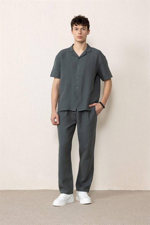 Wholesale Mens Smoke Gray Muslin Baggy Sweatpants