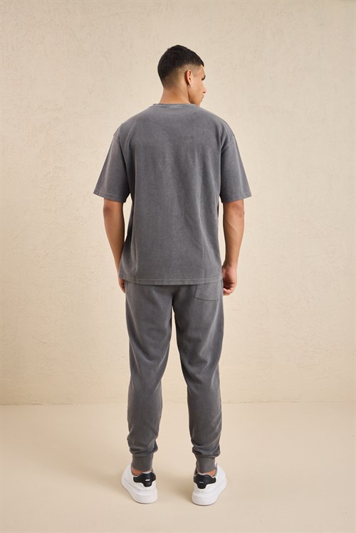 Wholesale Mens Smoke Gray Relax Fit Interlock T-Shirt and Joggers Set