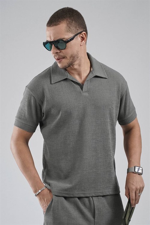 Wholesale Mens Smoke Gray T-Shirt and Shorts Set
