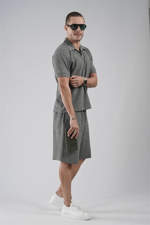 Wholesale Mens Smoke Gray T-Shirt and Shorts Set