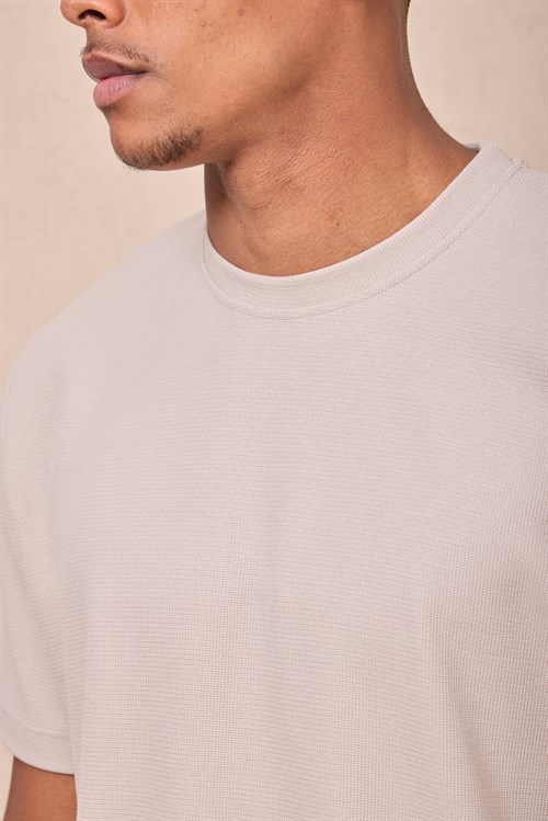 Wholesale Mens Stone Regular Fit Double-Knit Crew-Neck T-Shirt