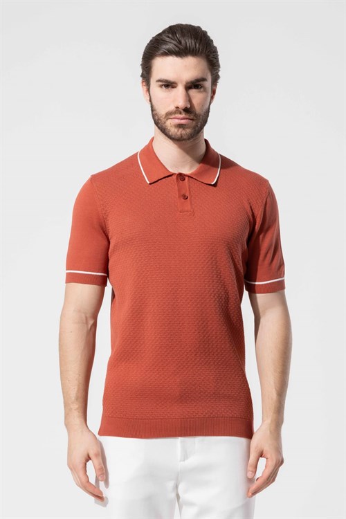 Wholesale Mens Tile Knit Polo T-Shirt