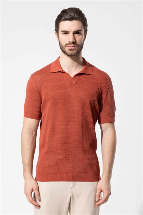 Wholesale Mens Tile Knit Polo T-Shirt