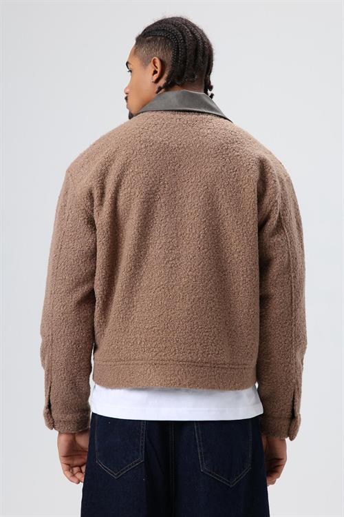 Wholesale Mens Tobacco Brown Sherpa Zip-Up Jacket