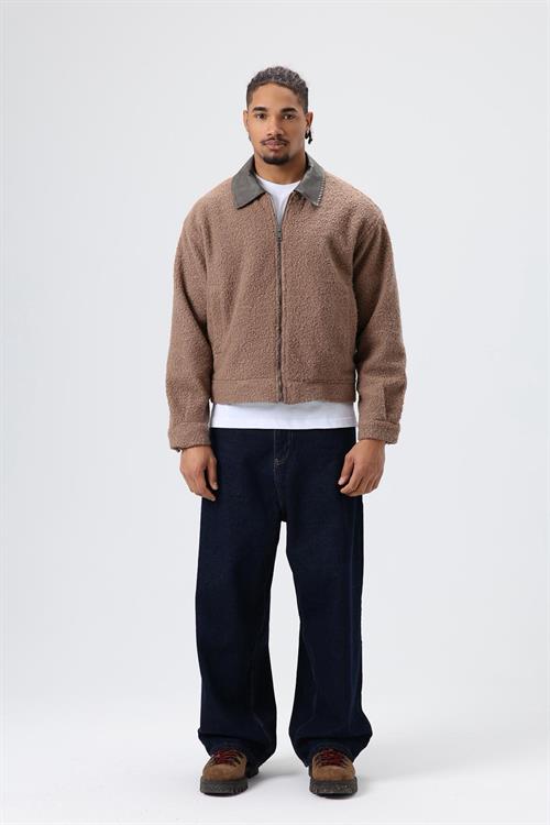 Wholesale Mens Tobacco Brown Sherpa Zip-Up Jacket