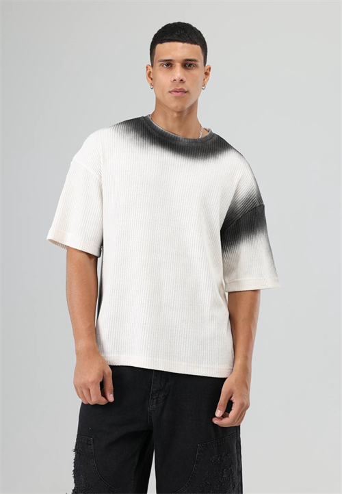 Wholesale Mens White Knit Crew-Neck T-Shirt