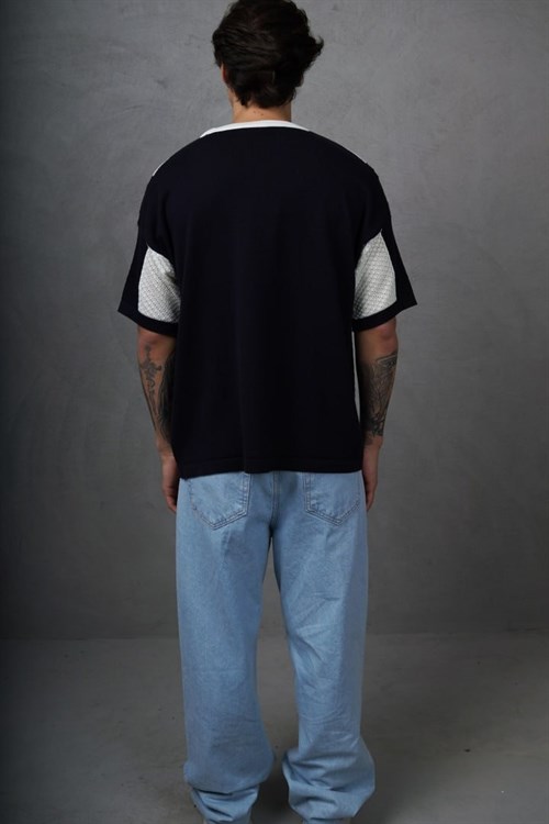 Wholesale Mens White Knit Crew-Neck T-Shirt