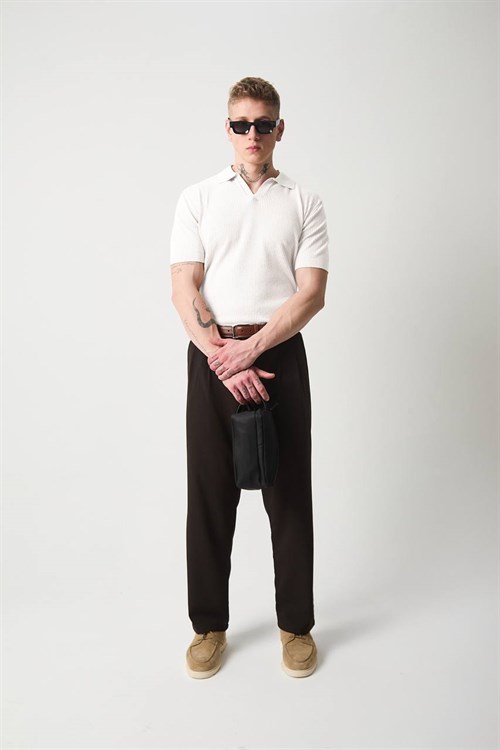 Wholesale Mens White Knit Polo T-Shirt