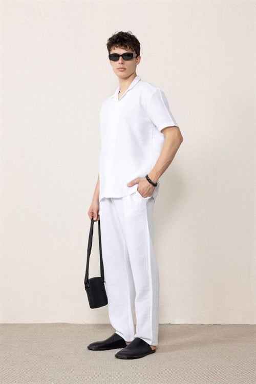 Wholesale Mens White Muslin Baggy Sweatpants