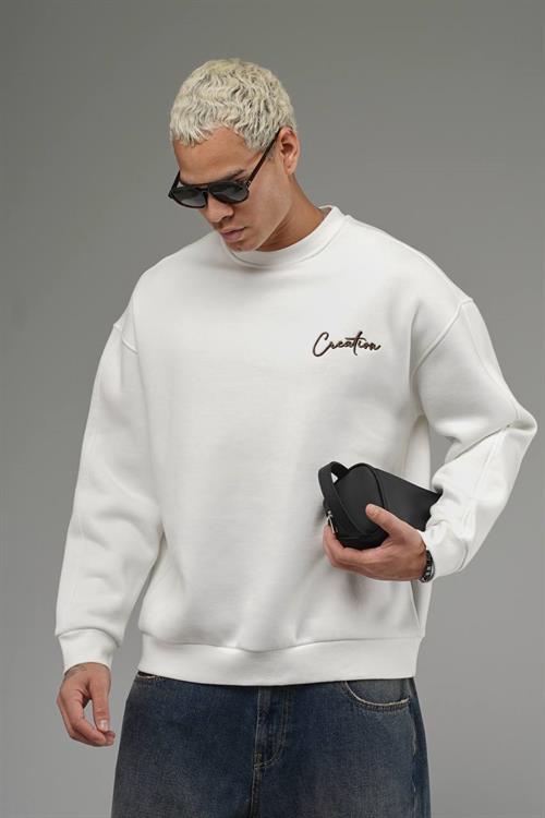 Wholesale Mens White Oversized Sweatshirt 