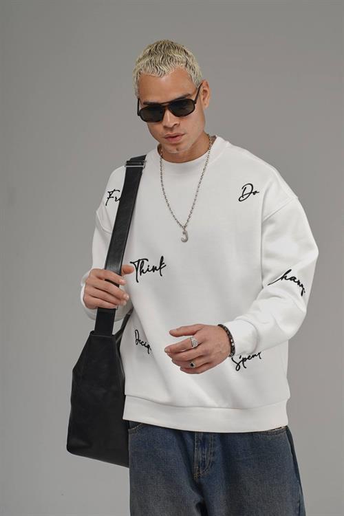 Wholesale Mens White Oversized Sweatshirt