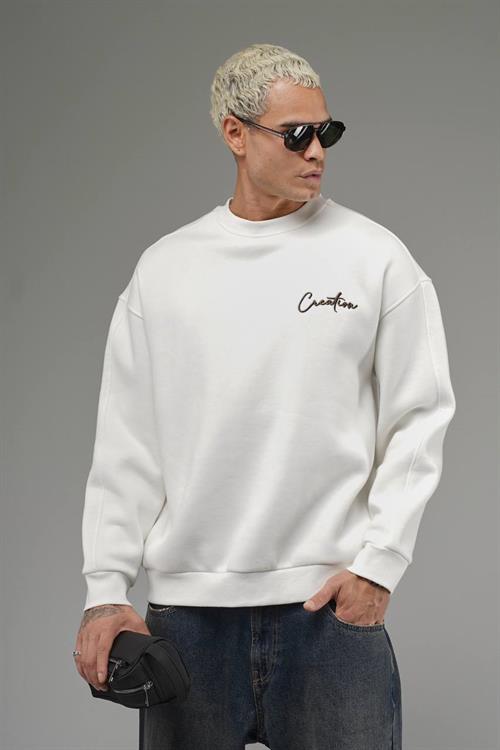 Wholesale Mens White Oversized Sweatshirt 