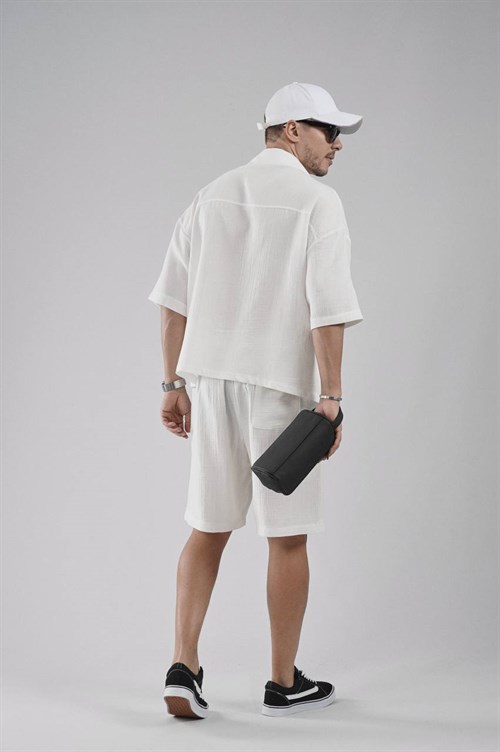 Wholesale Mens White Shirt and Shorts Set
