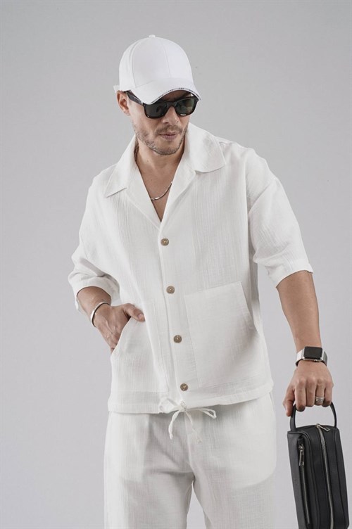 Wholesale Mens White Shirt and Shorts Set