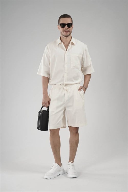 Wholesale Mens White Shirt and Shorts Set