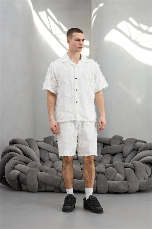 Wholesale Mens White Shirt and Shorts Set