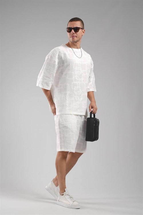 Wholesale Mens White T-Shirt and Shorts Set