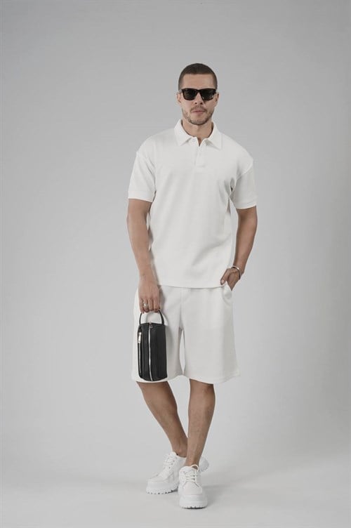 Wholesale Mens White T-Shirt and Shorts Set