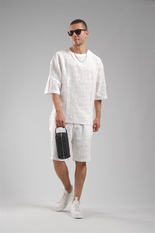 Wholesale Mens White T-Shirt and Shorts Set