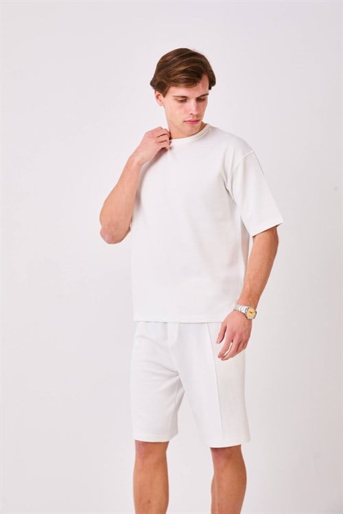 Wholesale Mens White T-Shirt And Short Set