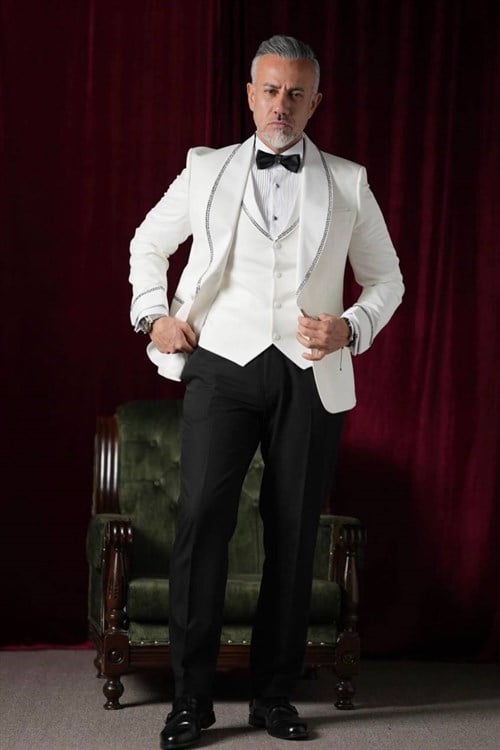 Wholesale Men's White Three-Piece Suit 1702W26-0515