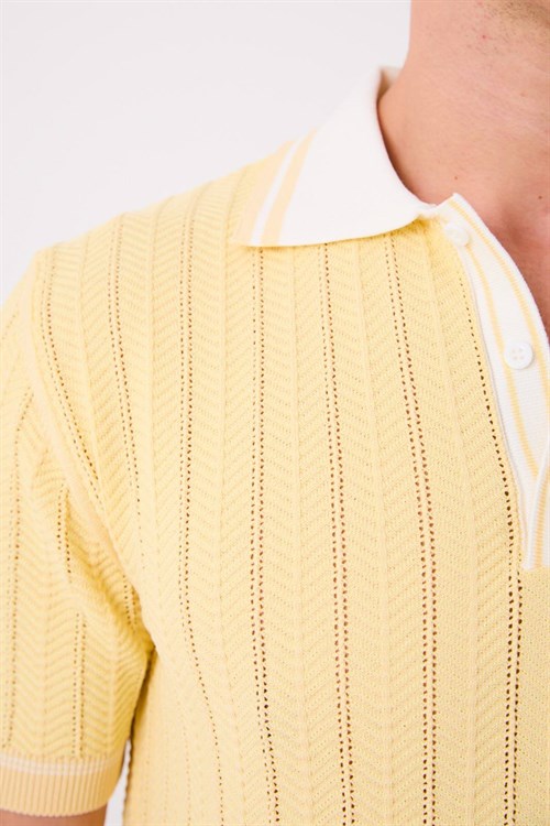 Wholesale Mens Yellow Knit Polo T-Shirt