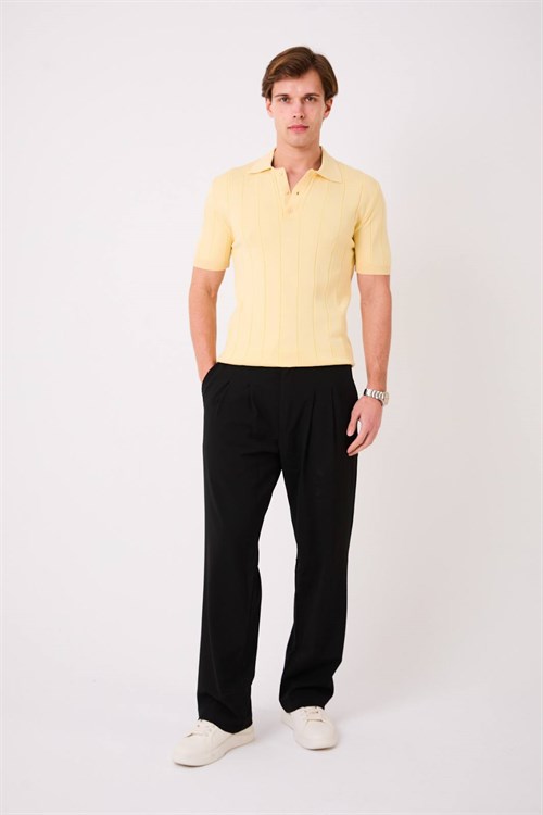 Wholesale Mens Yellow Knit Polo T-Shirt