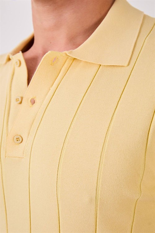 Wholesale Mens Yellow Knit Polo T-Shirt