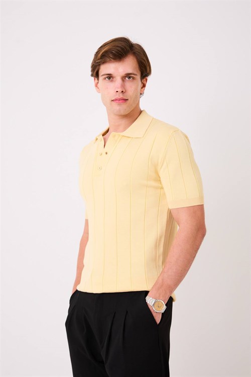 Wholesale Mens Yellow Knit Polo T-Shirt