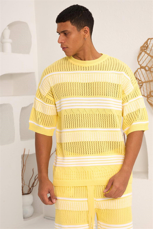 Wholesale Mens Yellow T-Shirt and Shorts Set