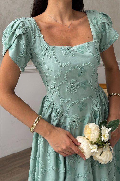 Wholesale Mint Embroidered Dress