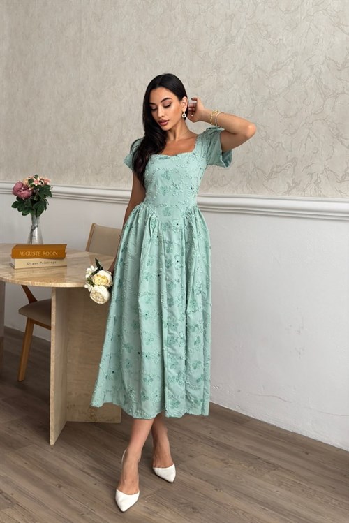 Wholesale Mint Embroidered Dress