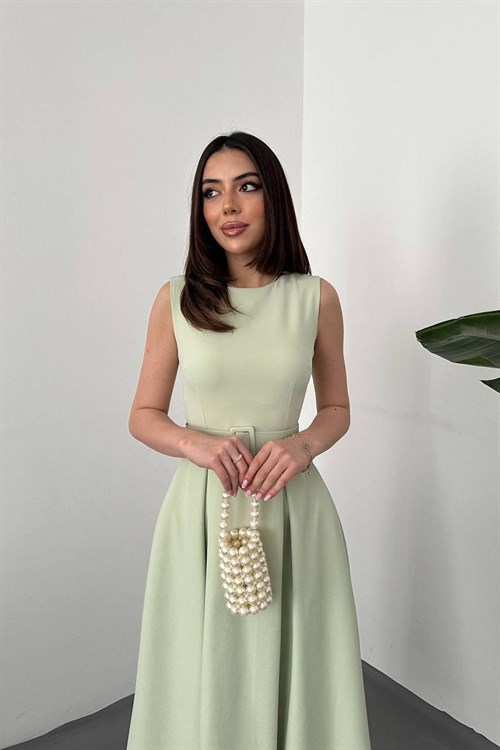 Wholesale Mint Flared Dress with Matching Belt