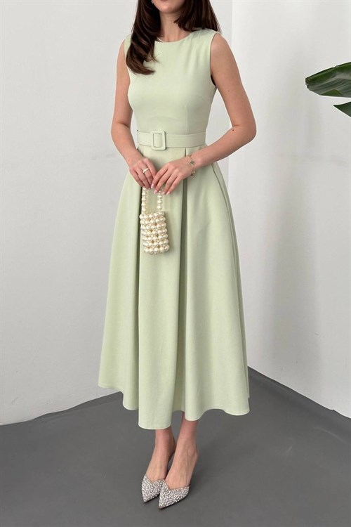 Wholesale Mint Flared Dress with Matching Belt