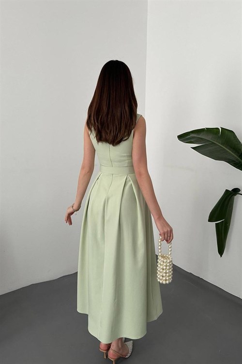 Wholesale Mint Flared Dress with Matching Belt