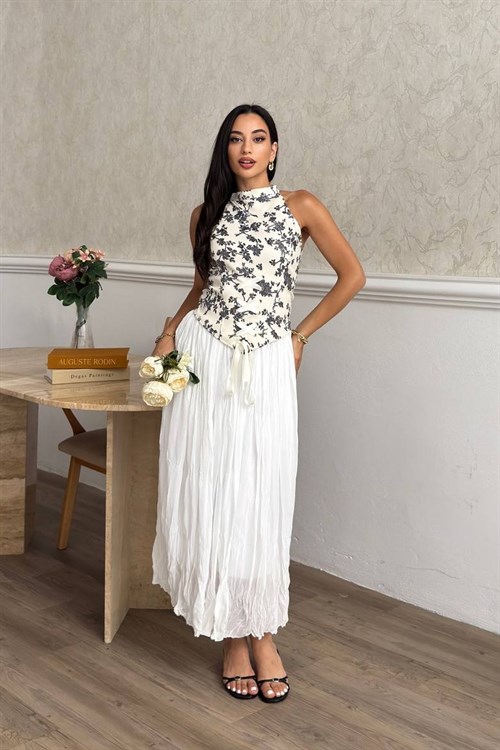 Wholesale Stone Corset Blouse and Maxi Skirt Set