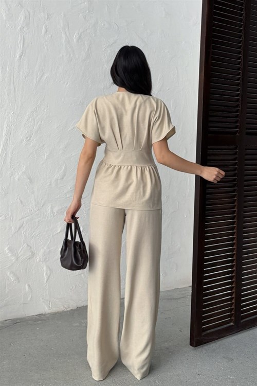Wholesale Stone Linen Two-Piece Suit