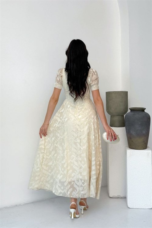 Wholesale Stone Tulle Maxi Dress