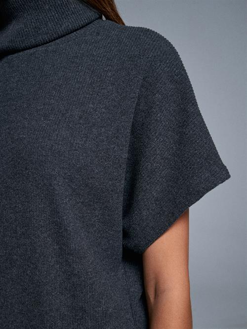 Wholesale Womens Anthracite Asymmetrical Cut Turtleneck Sweater