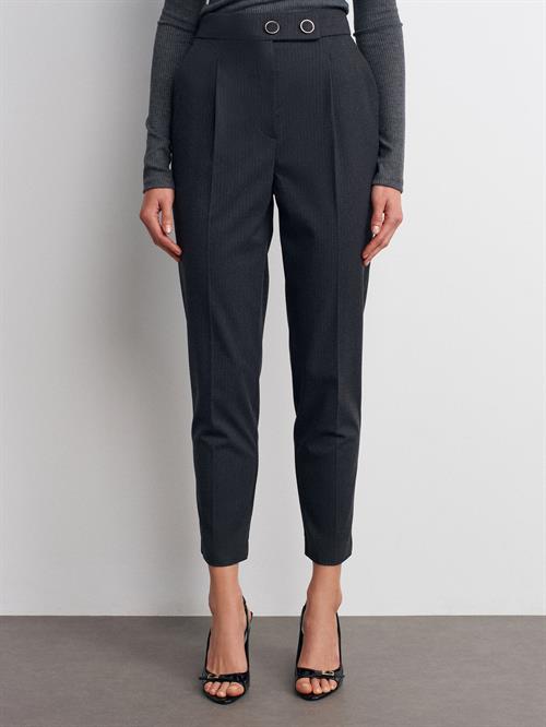 Wholesale Womens Anthracite Button Detailed Pleated Trousers