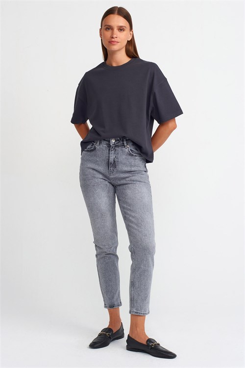 Wholesale Womens Anthracite Crew-Neck Basic T-Shirt