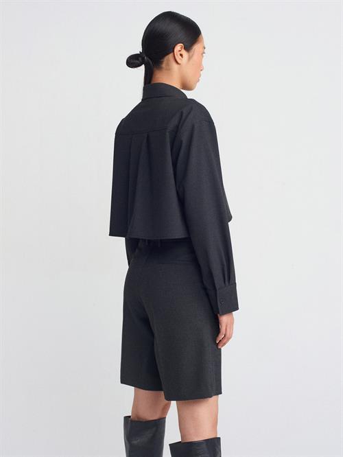 Wholesale Womens Anthracite Crop Shirt