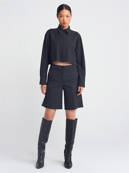 Wholesale Womens Anthracite Crop Shirt