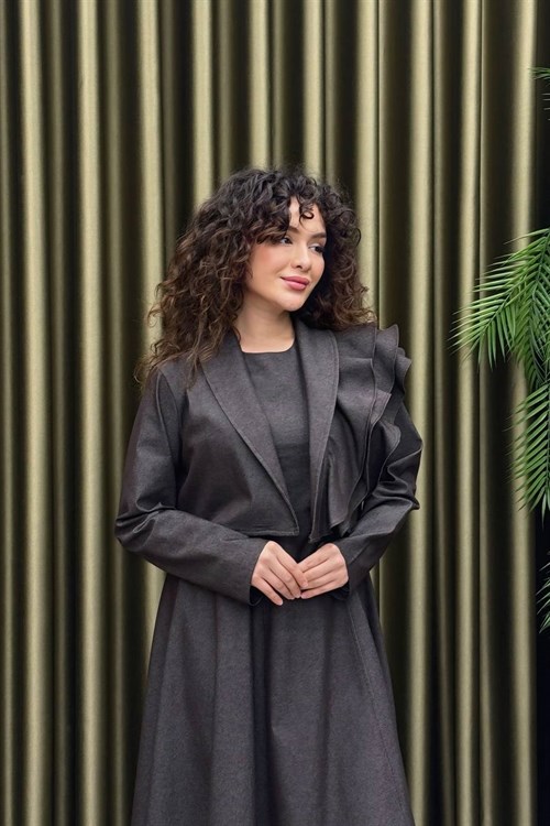 Wholesale Womens Anthracite Denim Two-Piece Hijab Set