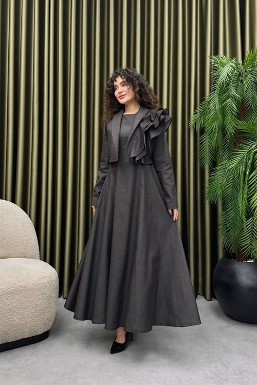 Wholesale Womens Anthracite Denim Two-Piece Hijab Set